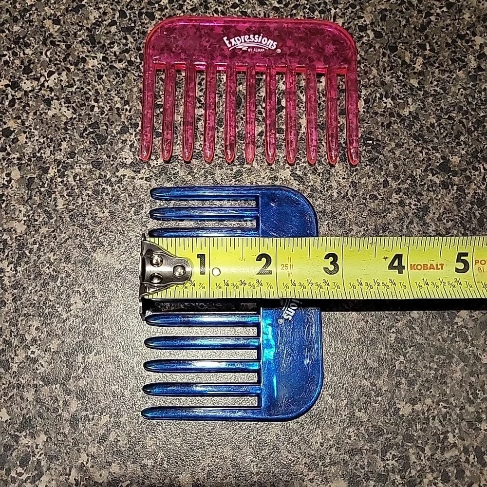 VINTAGE 90's Plastic Wide Tooth Combs Expressions  by Almar Pink Blue Retro RARE